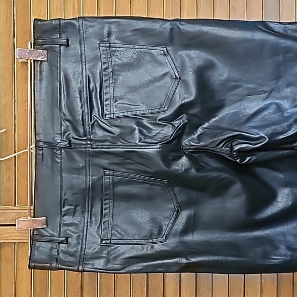 Shinestar black vegan leather pants not worn Size XL washable high rise - Picture 4 of 11